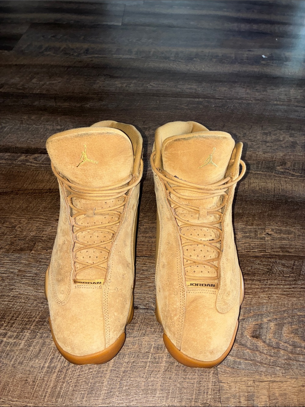 Wheat 13s Jordan Men’s Tan Suede High-Top Sneakers